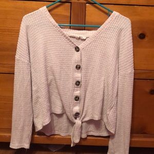 Tan long sleeve crop top